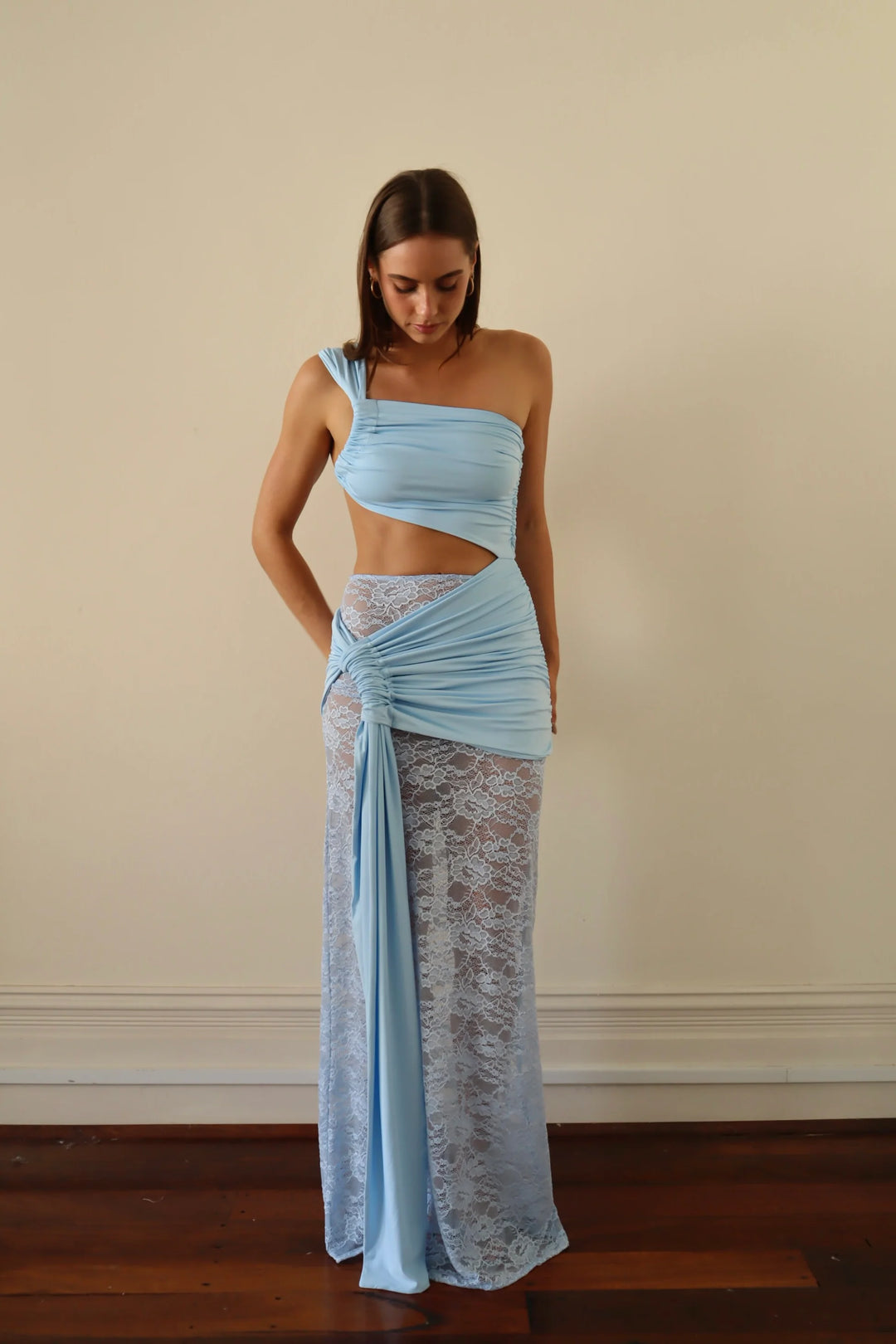 Marbella - One-Shoulder Lace Maxi Dress