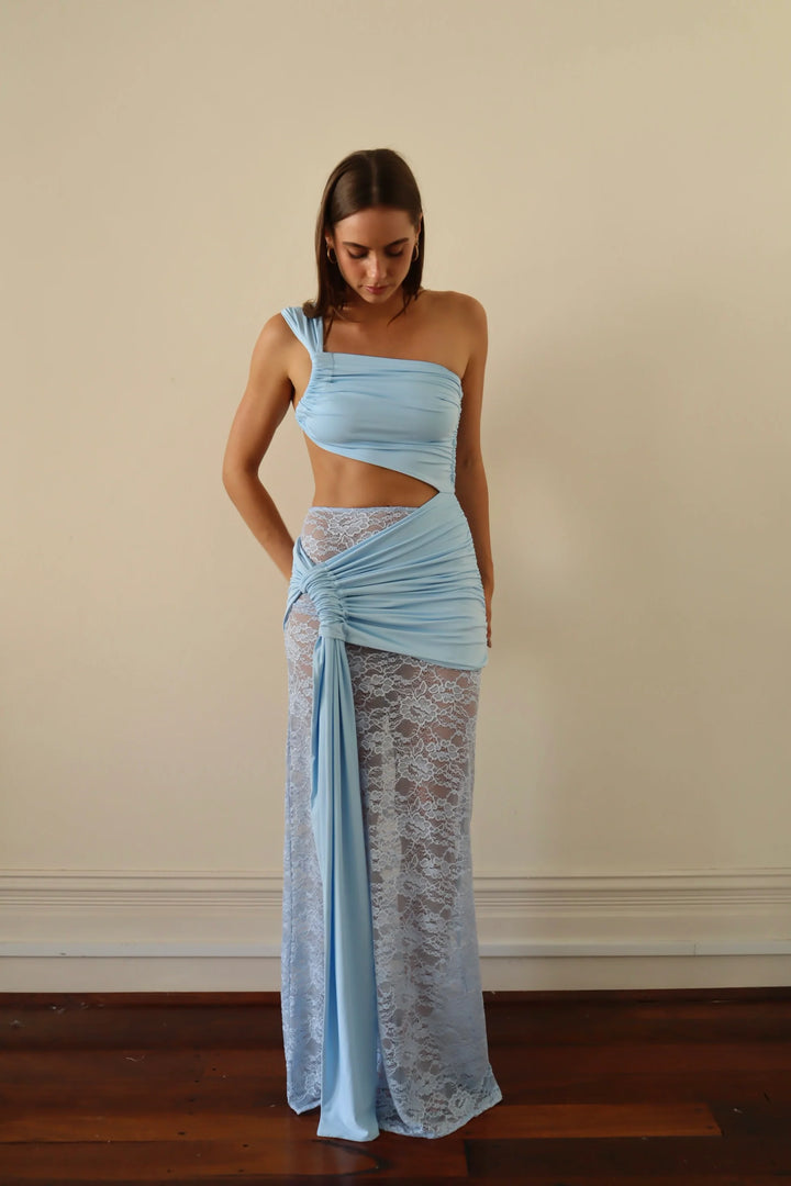 Marbella - One-Shoulder Lace Maxi Dress