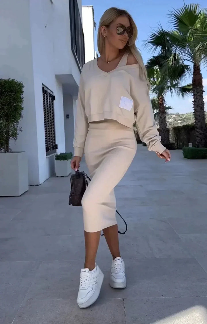 Off-Duty Luxe Ribbed Midi Set