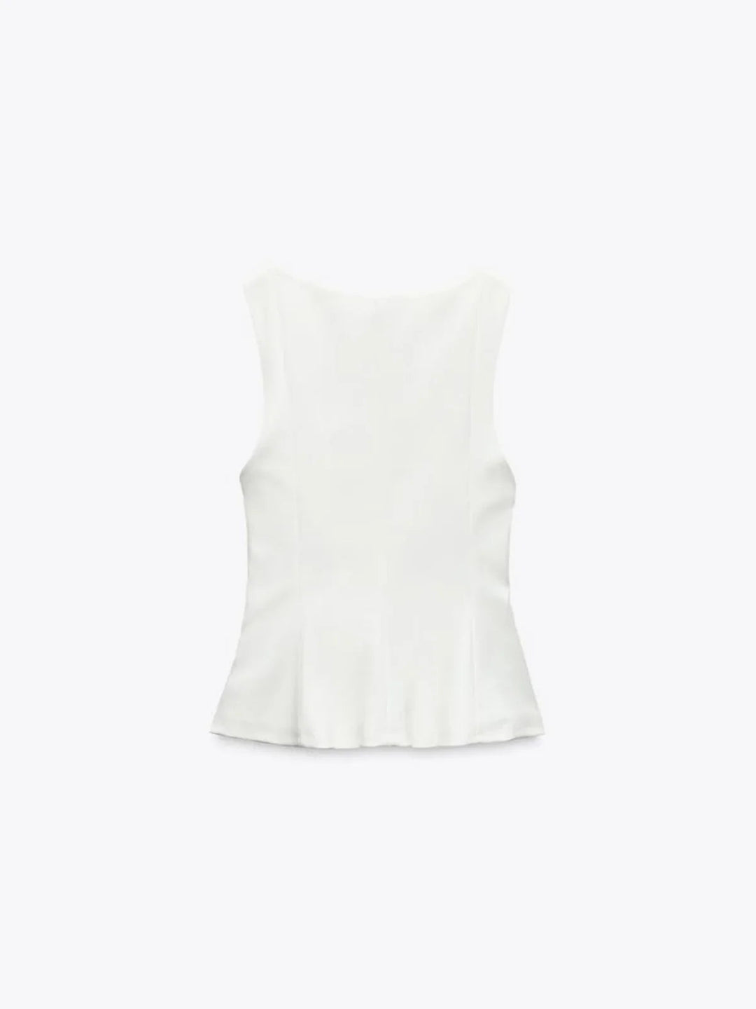 Slim-fit Square Collar Sleeveless Peplum Top