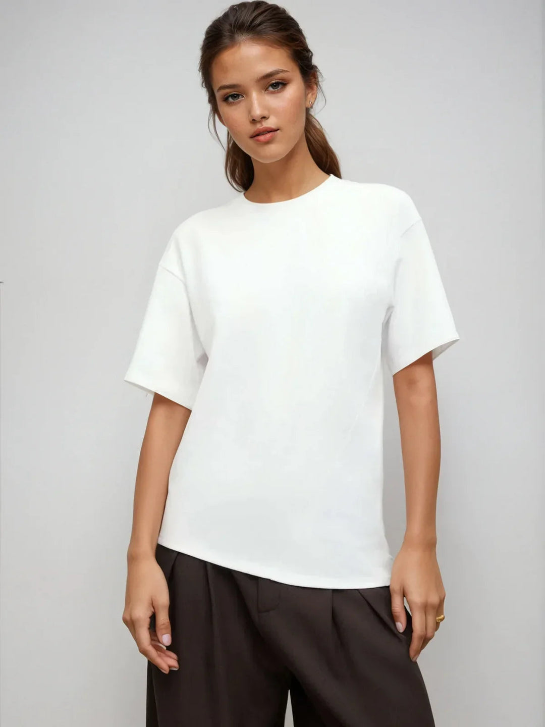 Smart Casual Cotton-blend Asymmetrical Hem Tee