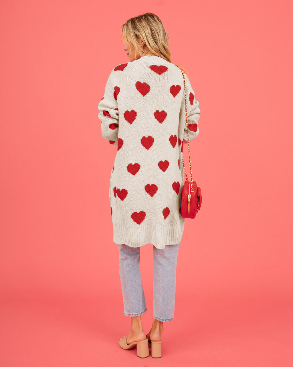 Amour Hearts Knit Long Cardigan