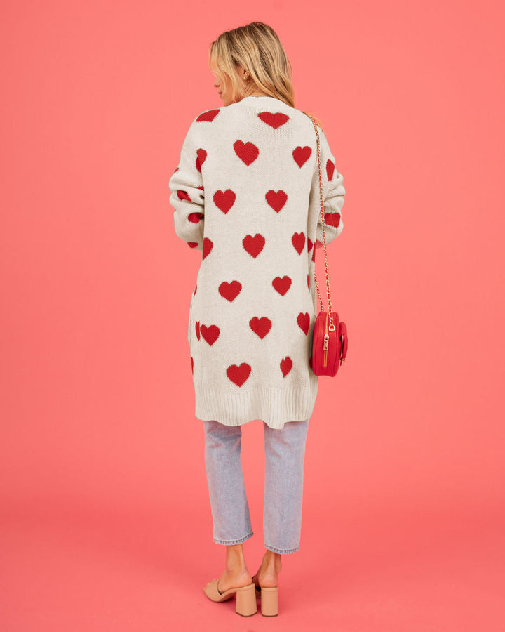 Amour Hearts Knit Long Cardigan