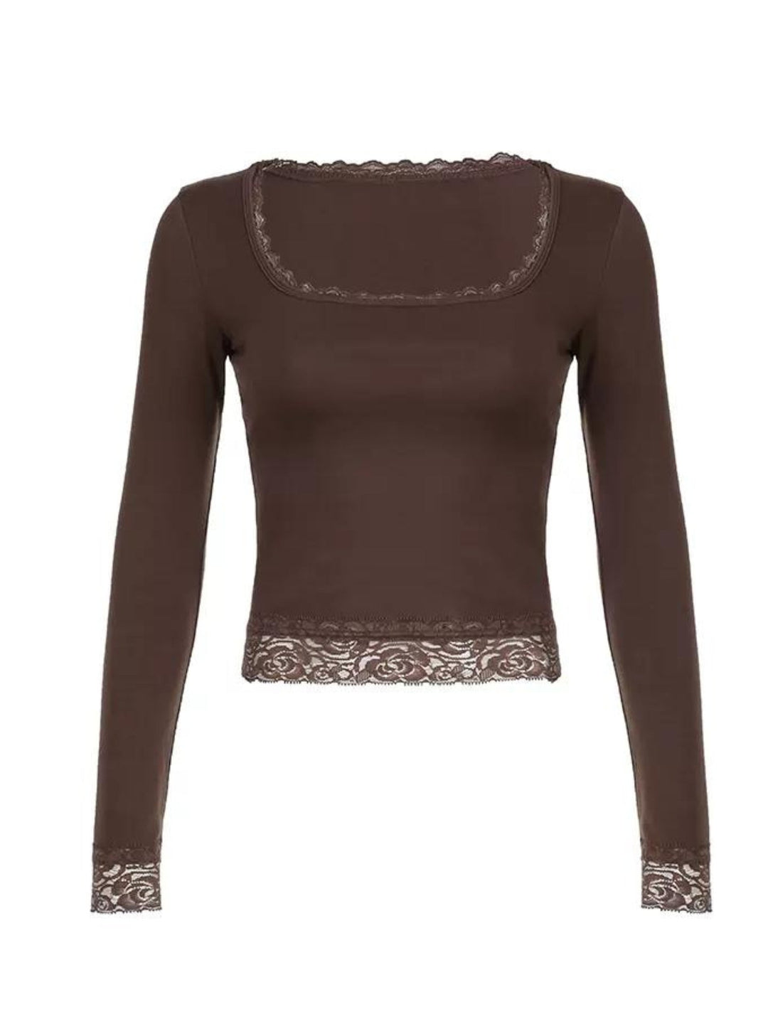 Aria Lace Trim Long Sleeve Top