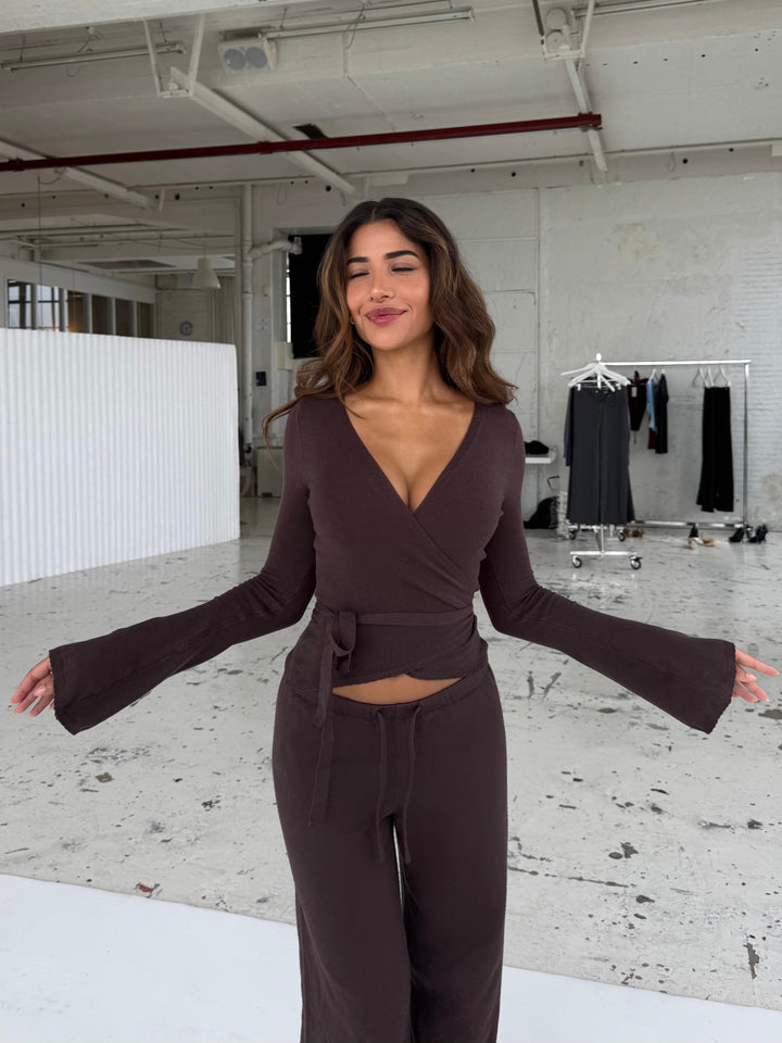 Ballerina knit top - dark brown