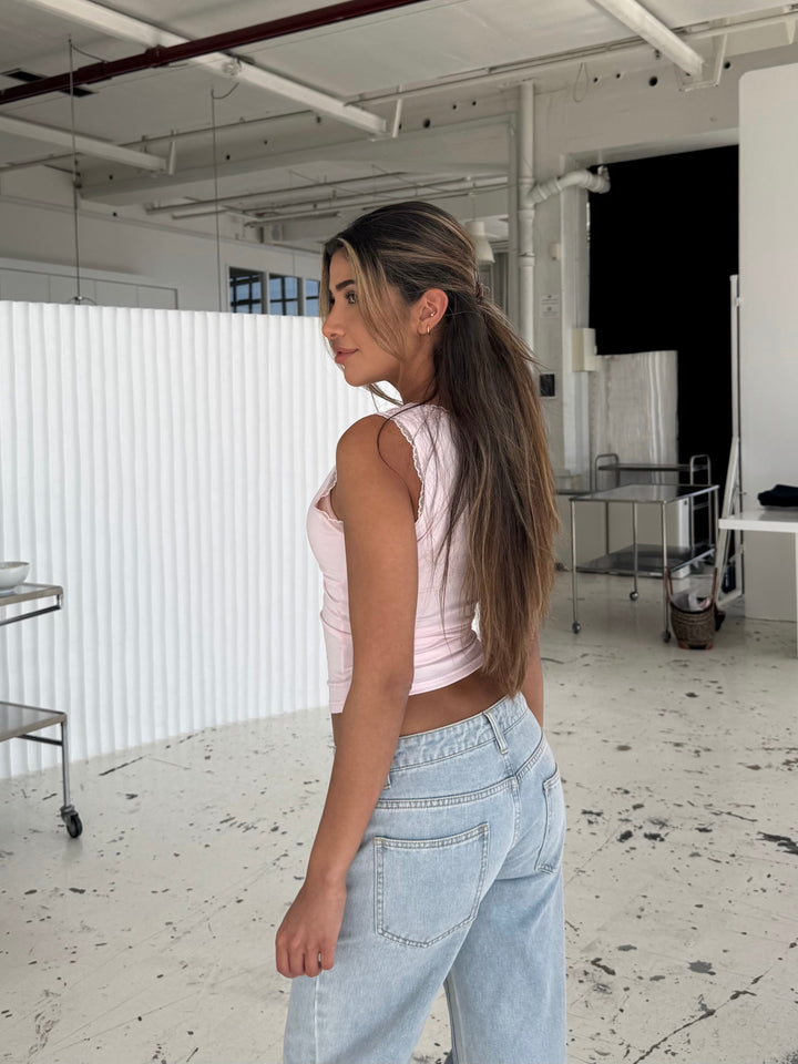 Basic lace top - pink