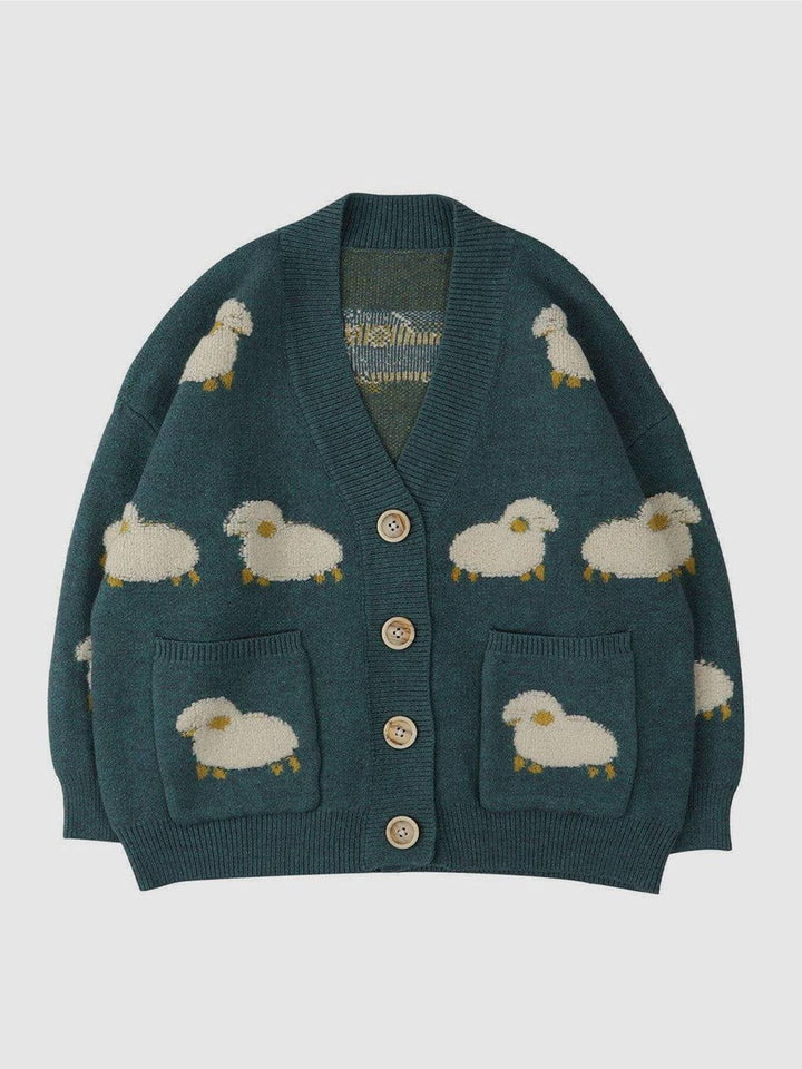 Meadow Whimsy Lamb Knit Cardigan
