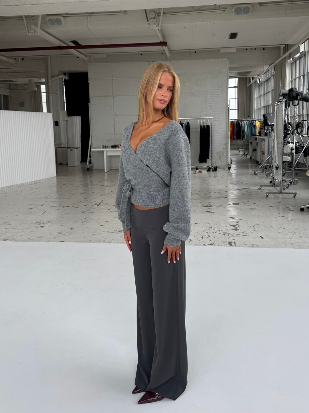 Wool blend wrap cardigan - Medium grey