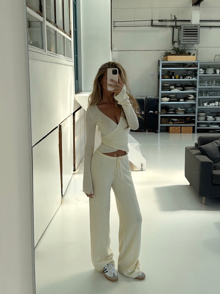 Knit trousers - cream