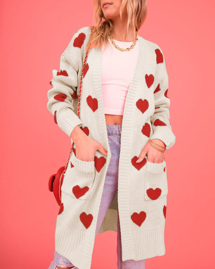 Amour Hearts Knit Long Cardigan