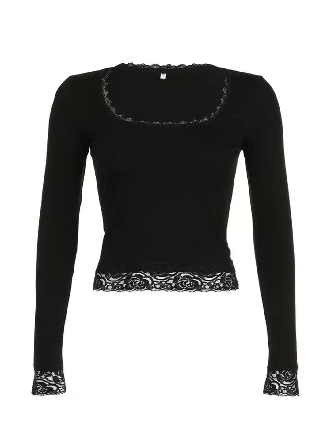 Aria Lace Trim Long Sleeve Top