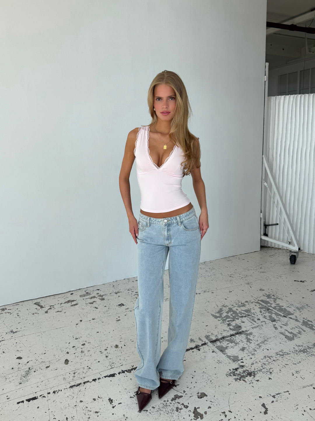 Basic lace top - pink