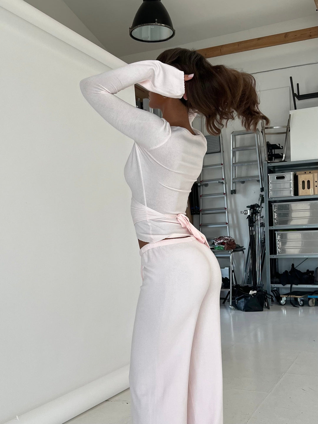 Knit trousers - light pink