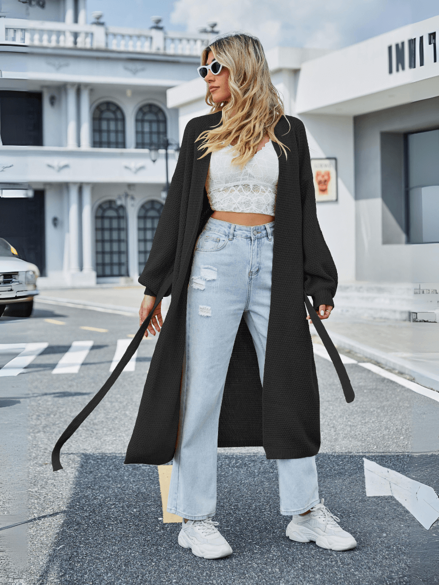 Black Skyline Drift Longline Cardigan