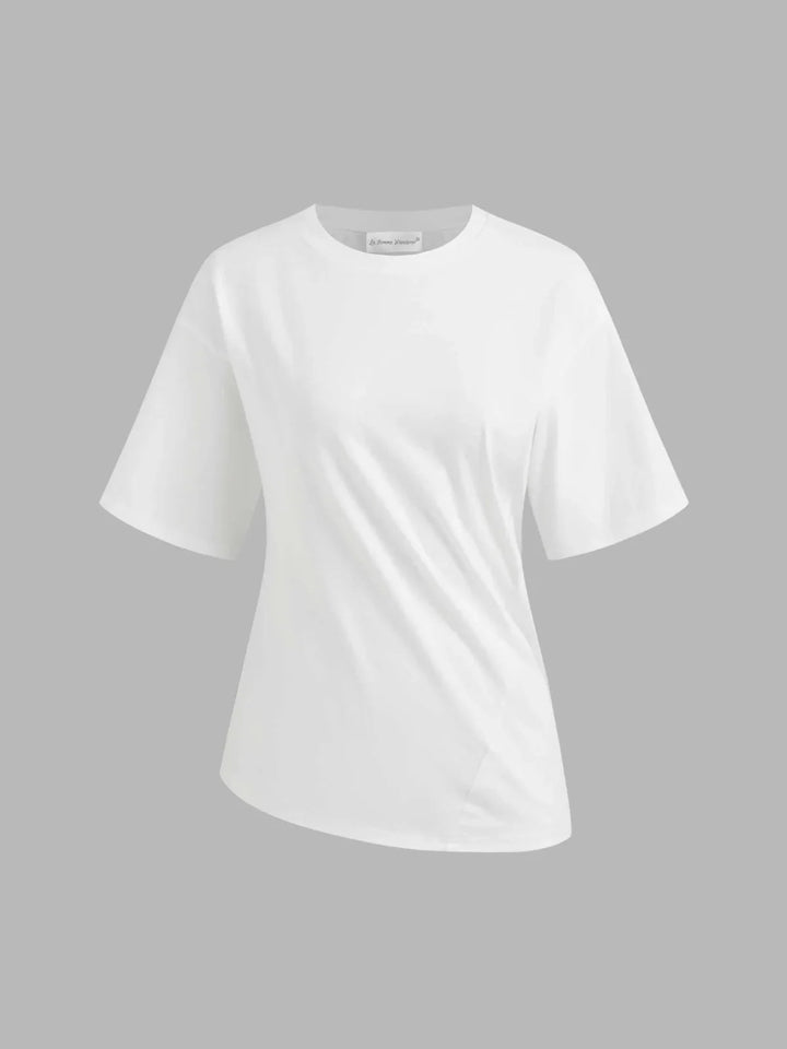 Smart Casual Cotton-blend Asymmetrical Hem Tee