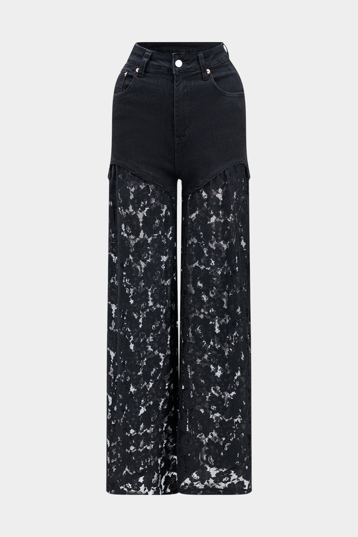 Valeria Lace-Detail High-Waisted Jeans