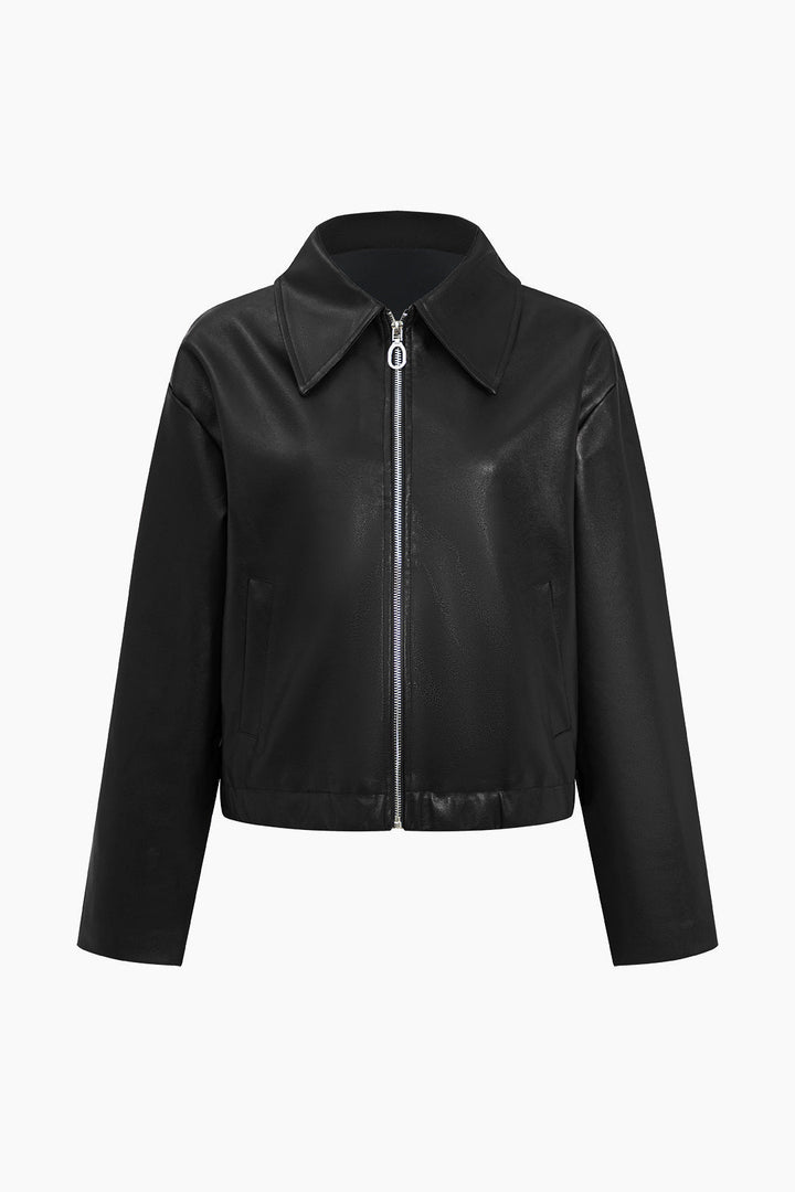 Brickhaus Zip-Up Faux Leather Bomber