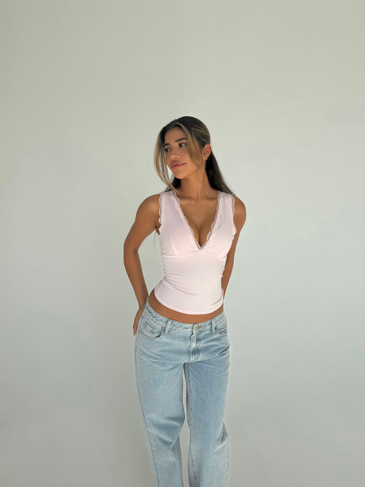 Basic lace top - pink