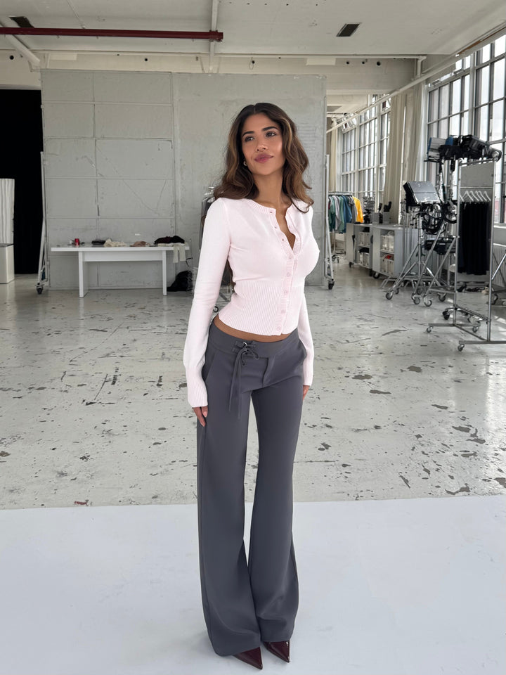 Buckle low waist trousers - dark grey