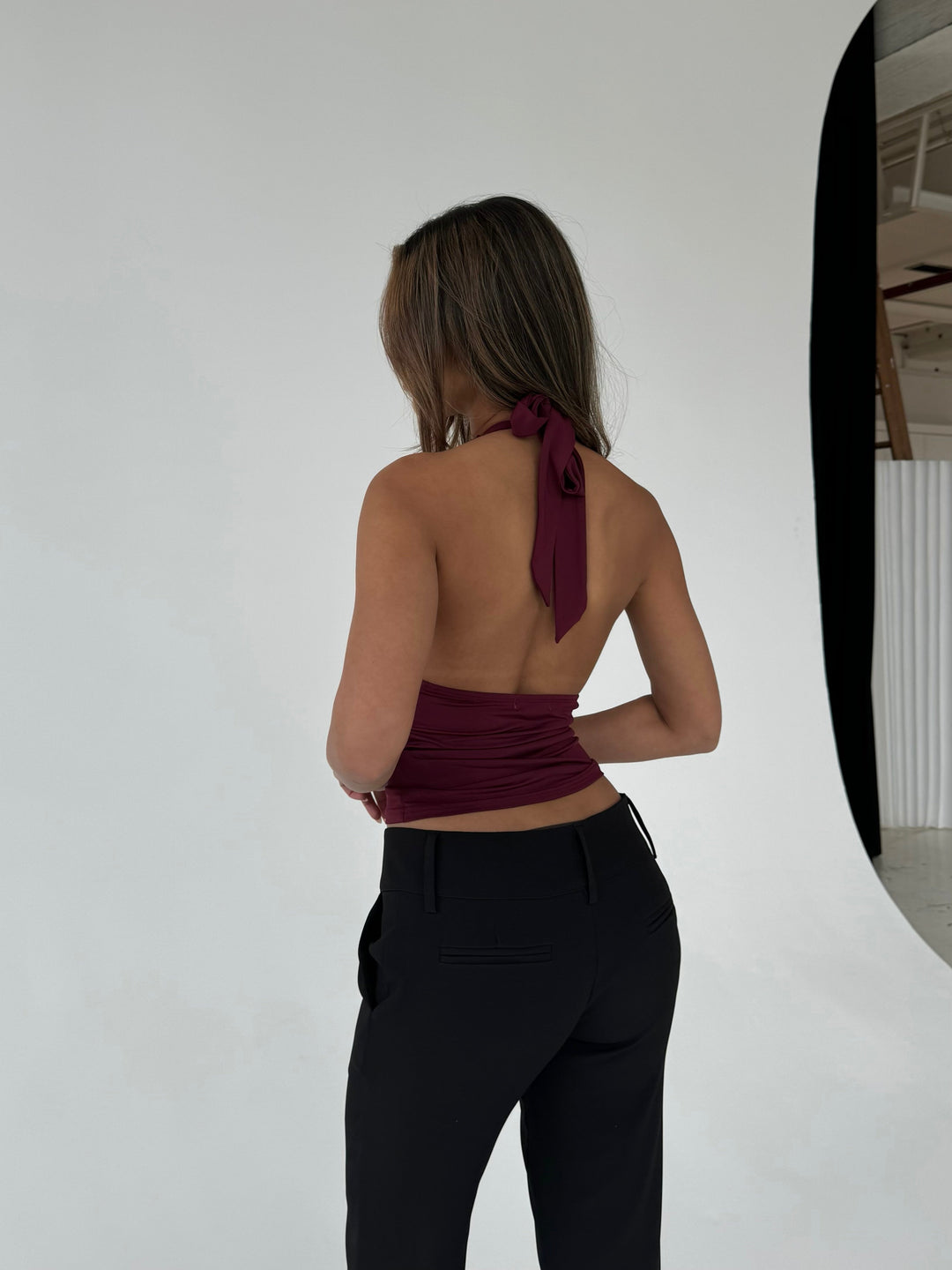 Bella lace top - burgundy