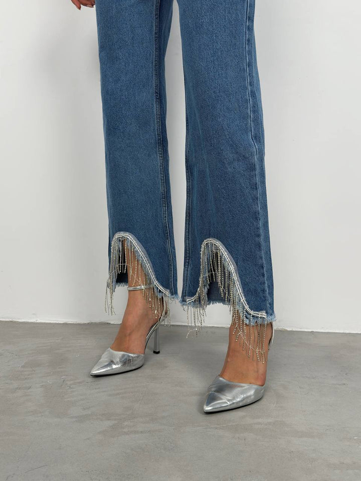 Soirée Beaded Hem Jeans