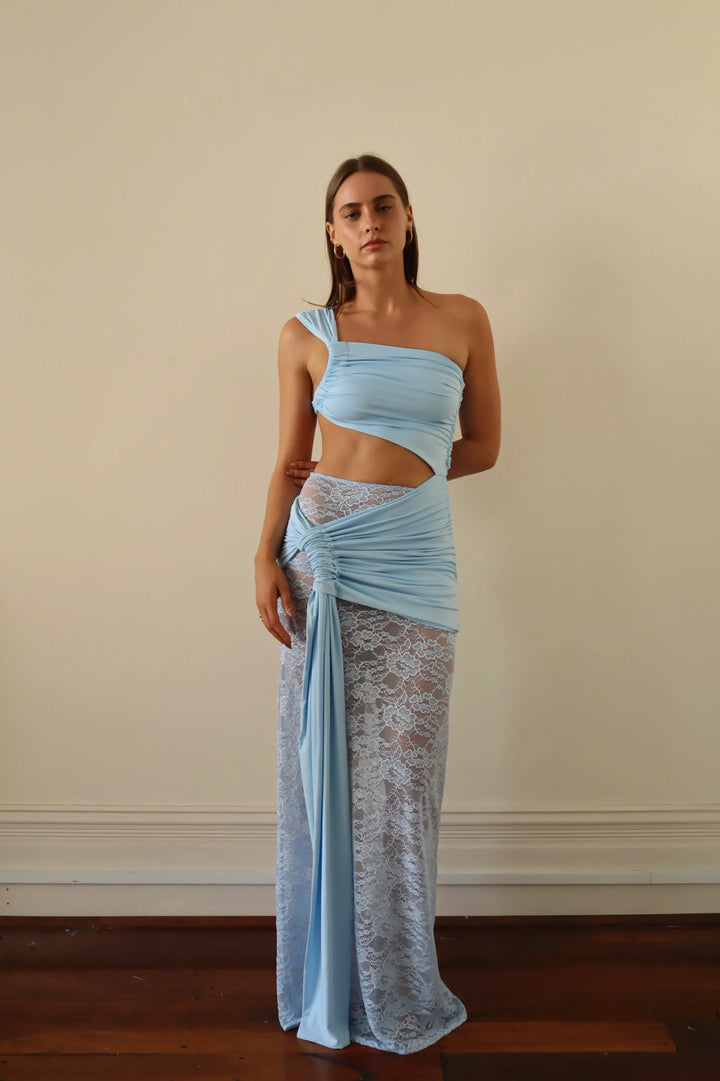 Marbella - One-Shoulder Lace Maxi Dress