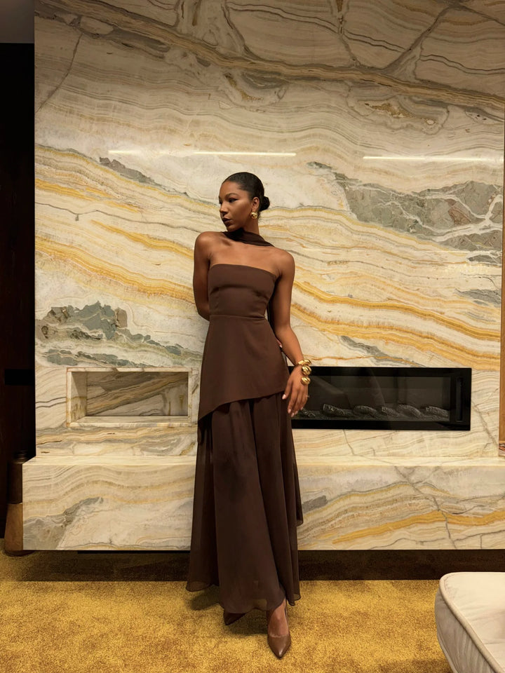 Elodie - Strapless Chiffon Gown