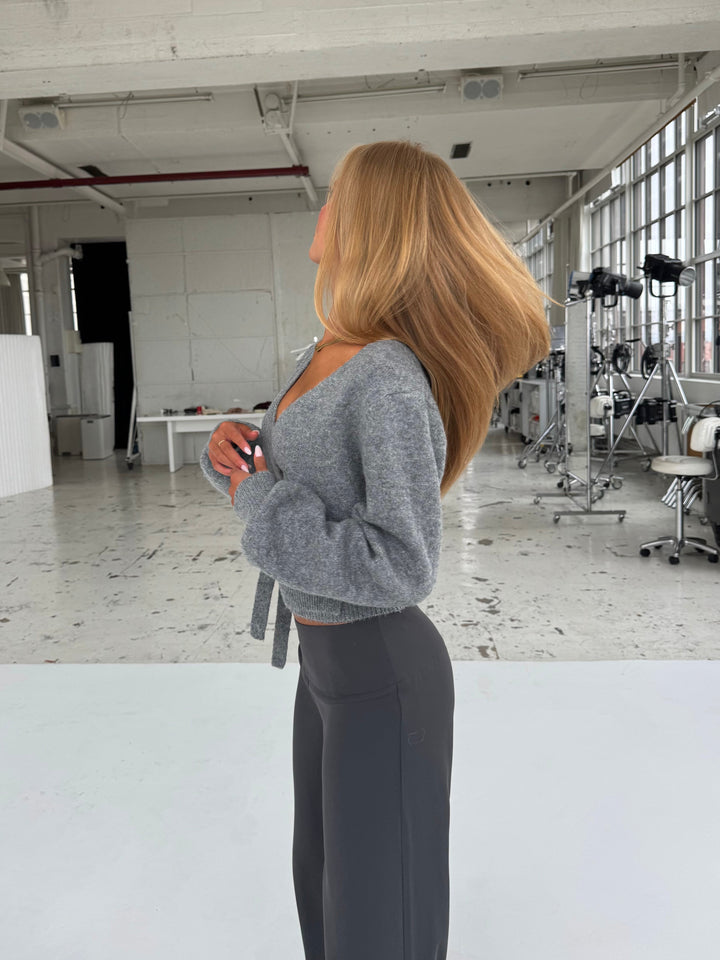 Wool blend wrap cardigan - Medium grey