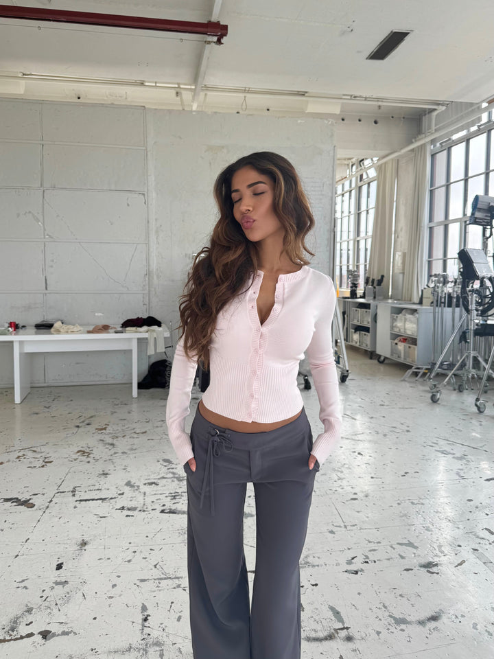 Buckle low waist trousers - dark grey