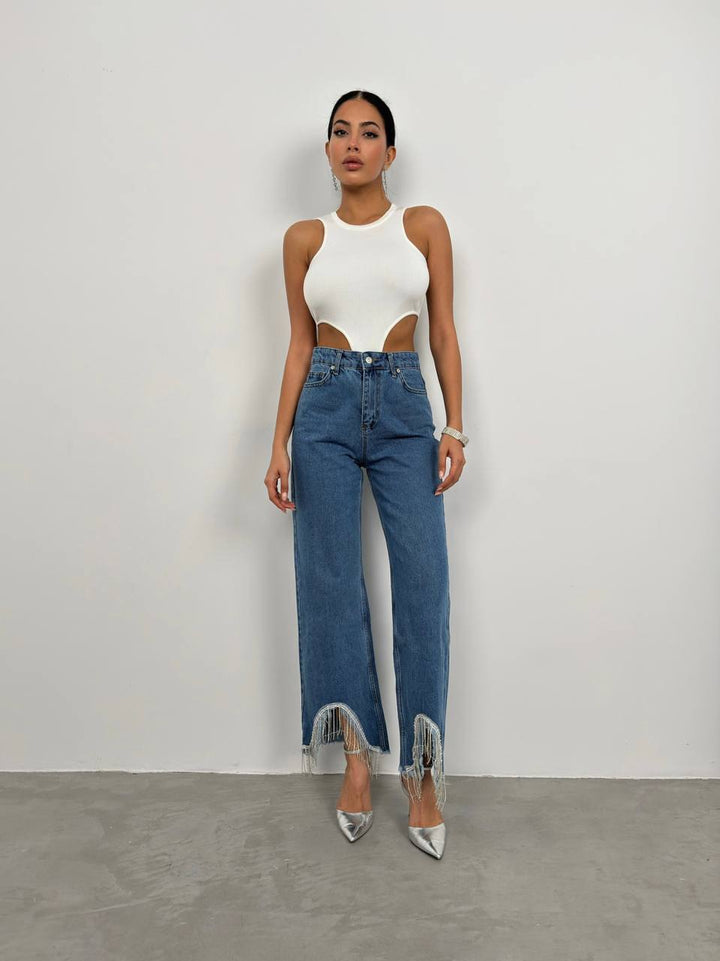 Soirée Beaded Hem Jeans