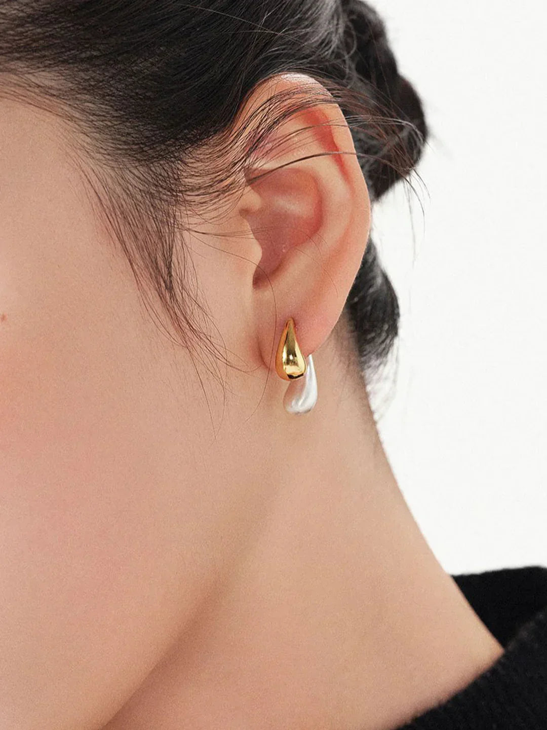 Always Elegant Two-Tone Water Drop Earrings