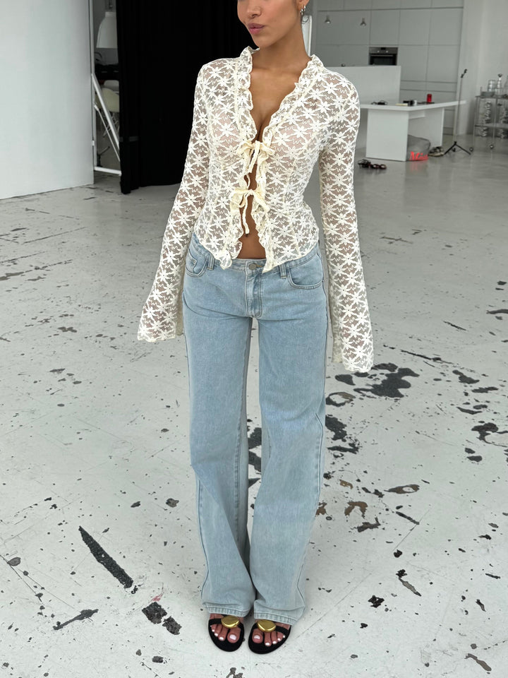 Thalia Trim lace top - cream