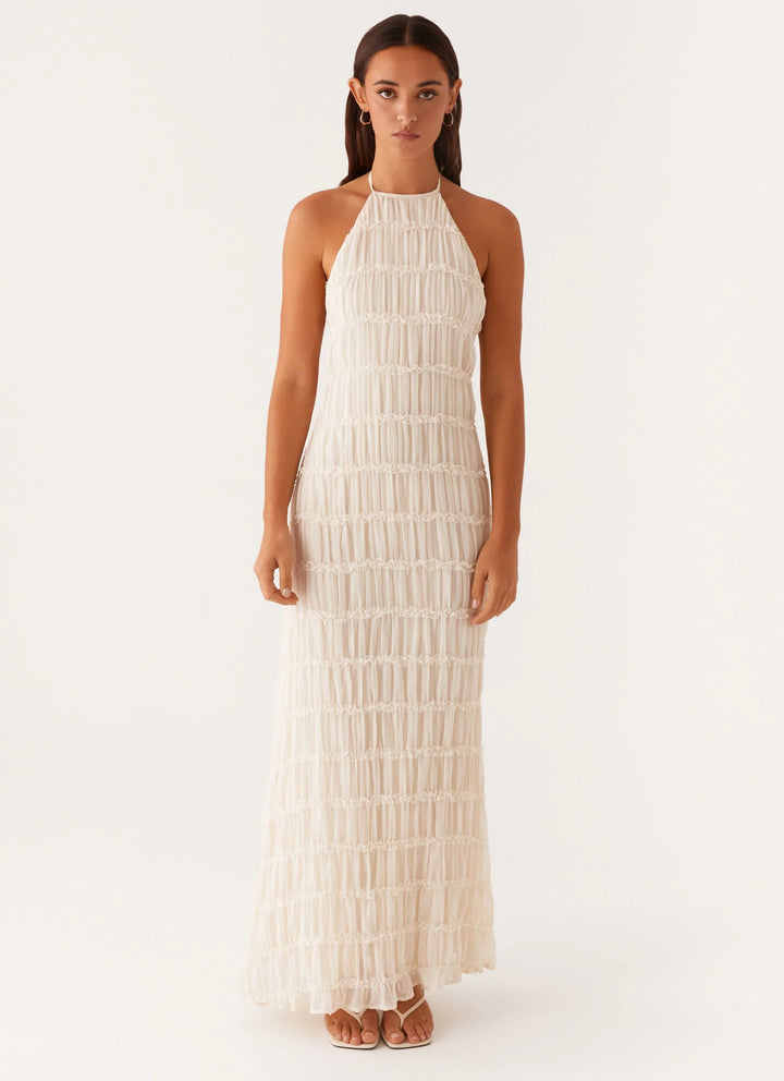 Caroline - Textured Halter Maxi Dress
