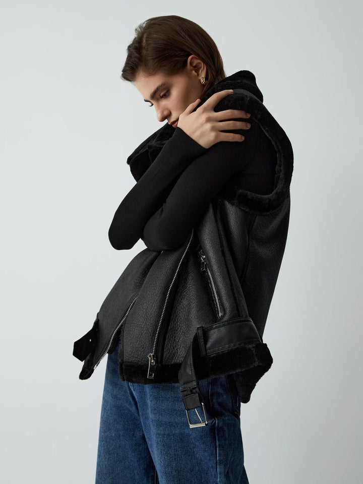 Bronte Shearling Moto Vest