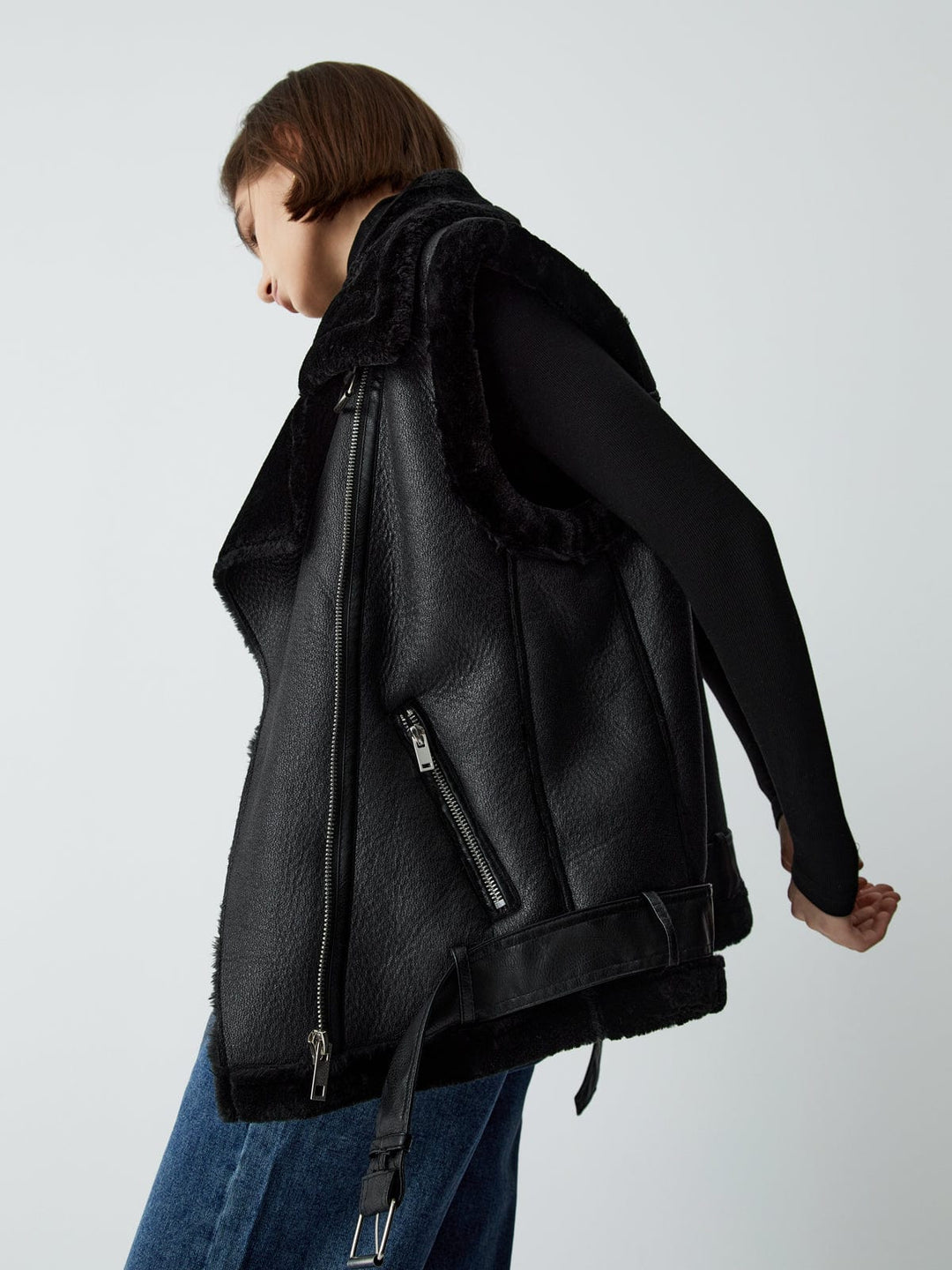 Bronte Shearling Moto Vest