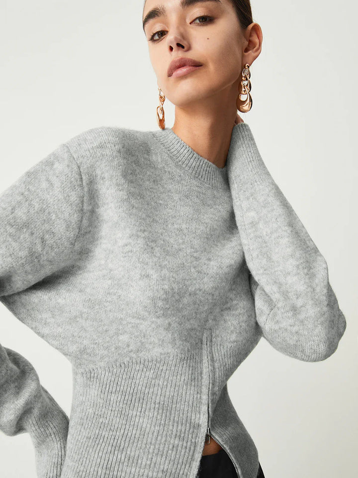 Elegant Style Half Zip Fuzzy Sweater