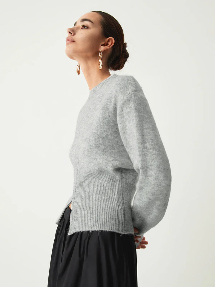 Elegant Style Half Zip Fuzzy Sweater