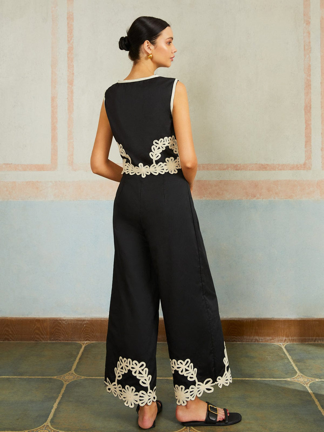 Capri Embroidered Trim Two-Piece Set