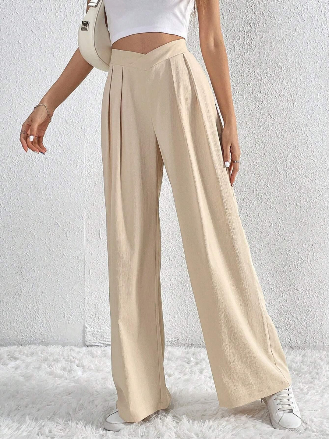 Oldmoney Style Pleated Wide Leg Pants