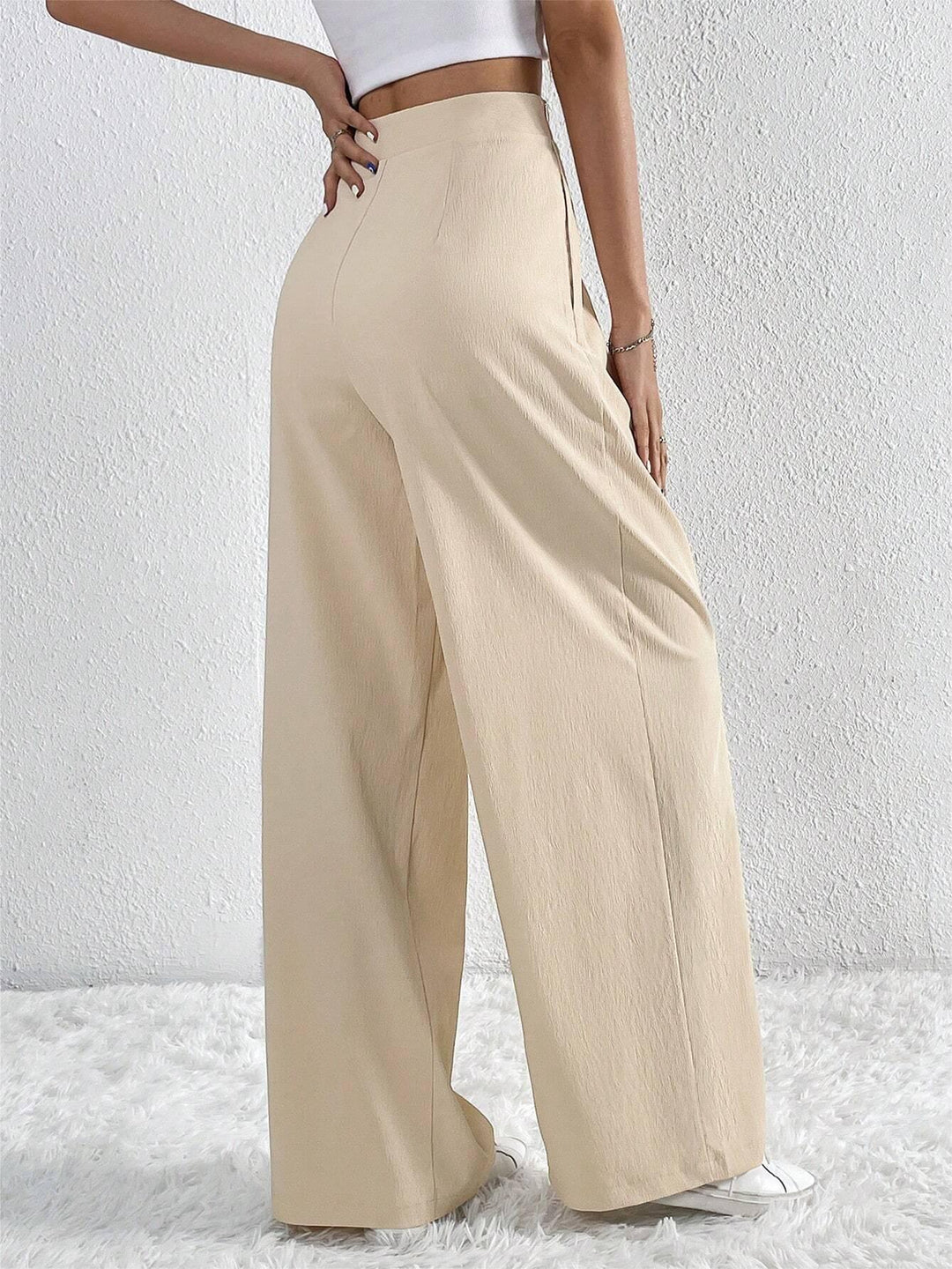Oldmoney Style Pleated Wide Leg Pants