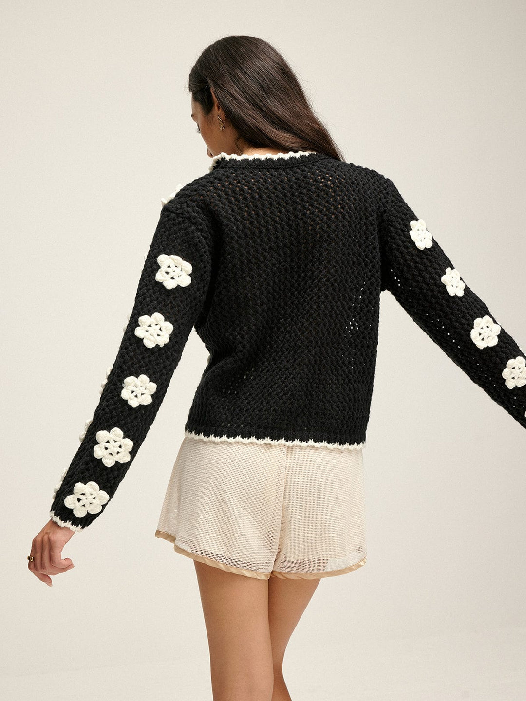 Positano Crochet Flower Tie Cardigan