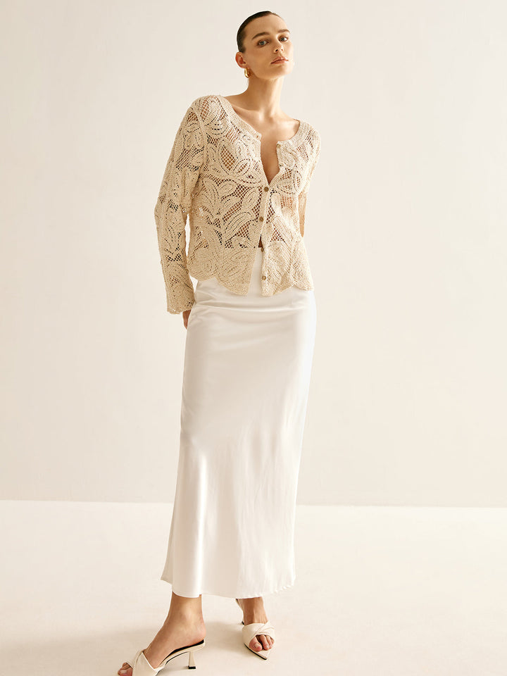 Sahara Bloom Open-Knit Crochet Cardigan