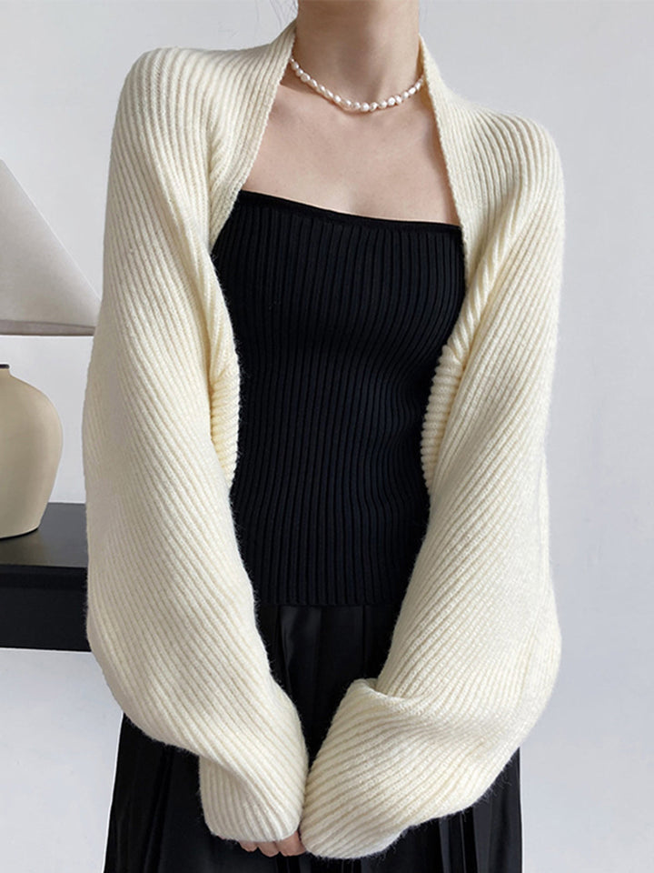 Ribbed Open Front Knit Cardigan
