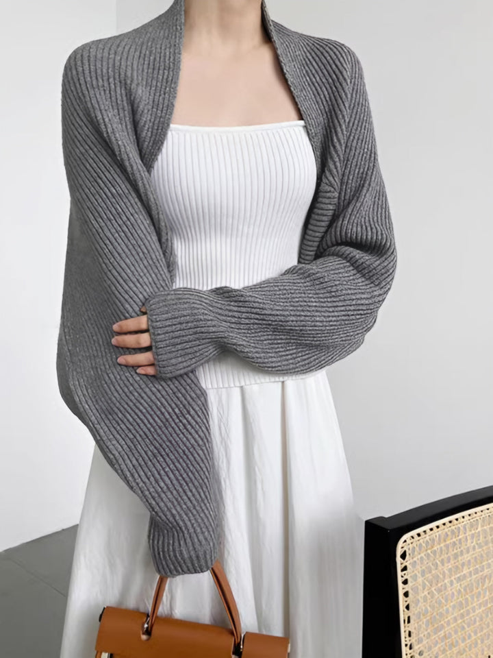 Ribbed Open Front Knit Cardigan