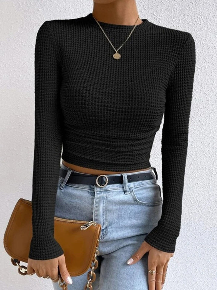 Waffle Knit Long Sleeve Top