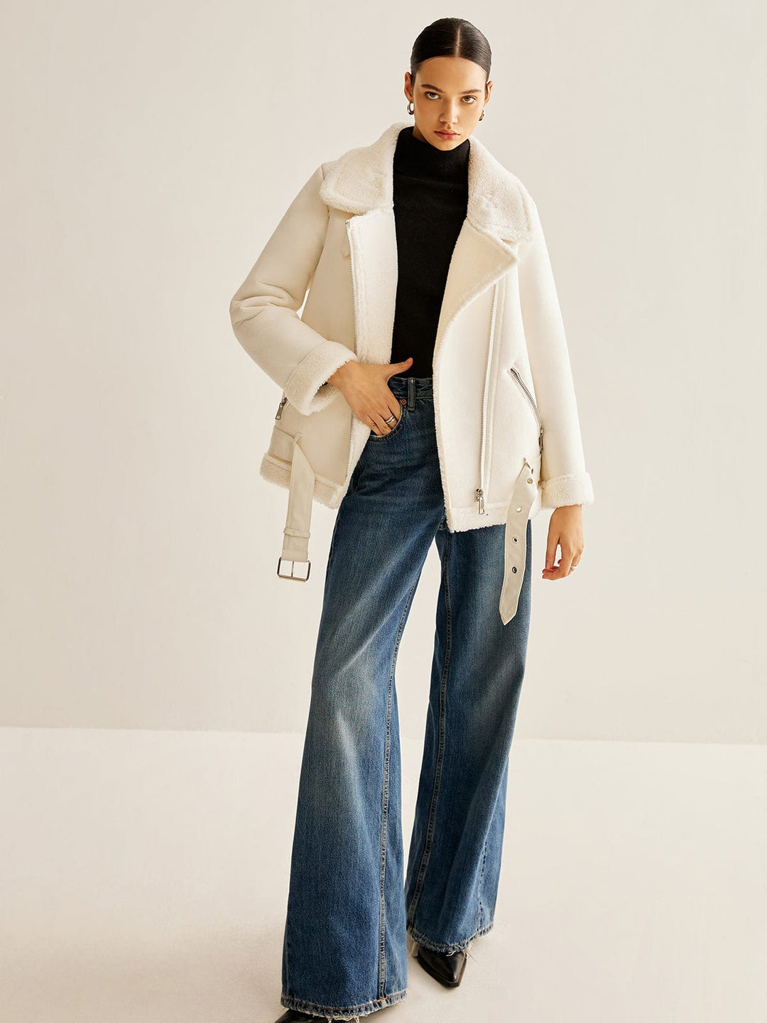 Valencia Faux Shearling Belted Jacket