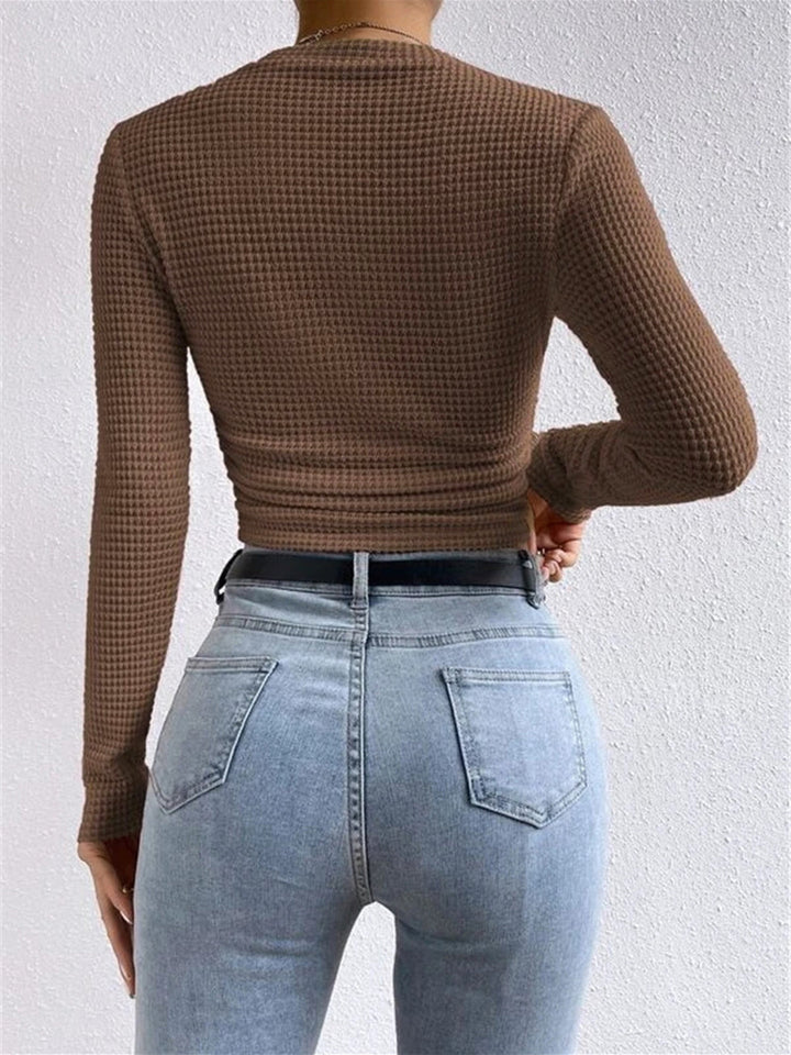 Waffle Knit Long Sleeve Top
