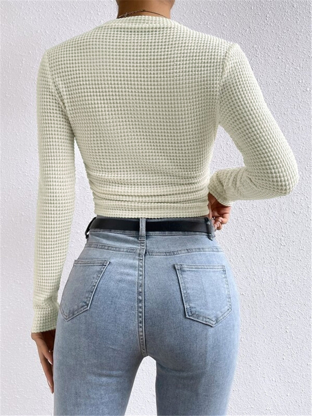 Waffle Knit Long Sleeve Top