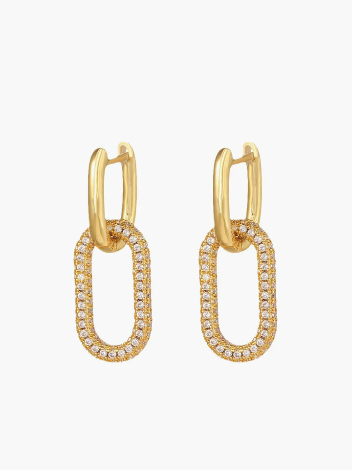 Zircon Hoop Pendant Earrings