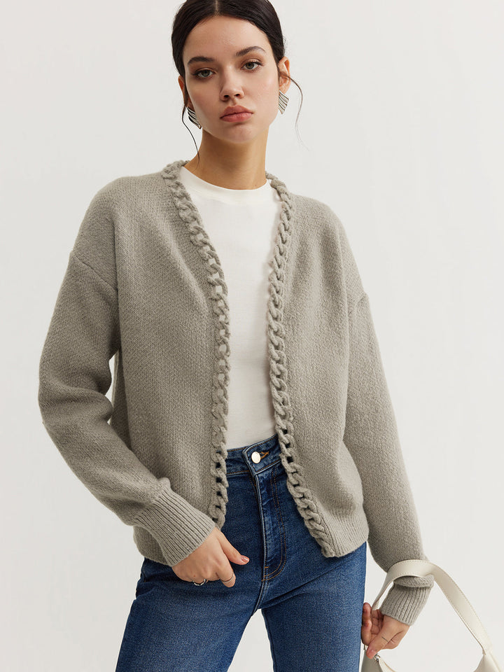 Stone Loop-Trim Knit Cardigan